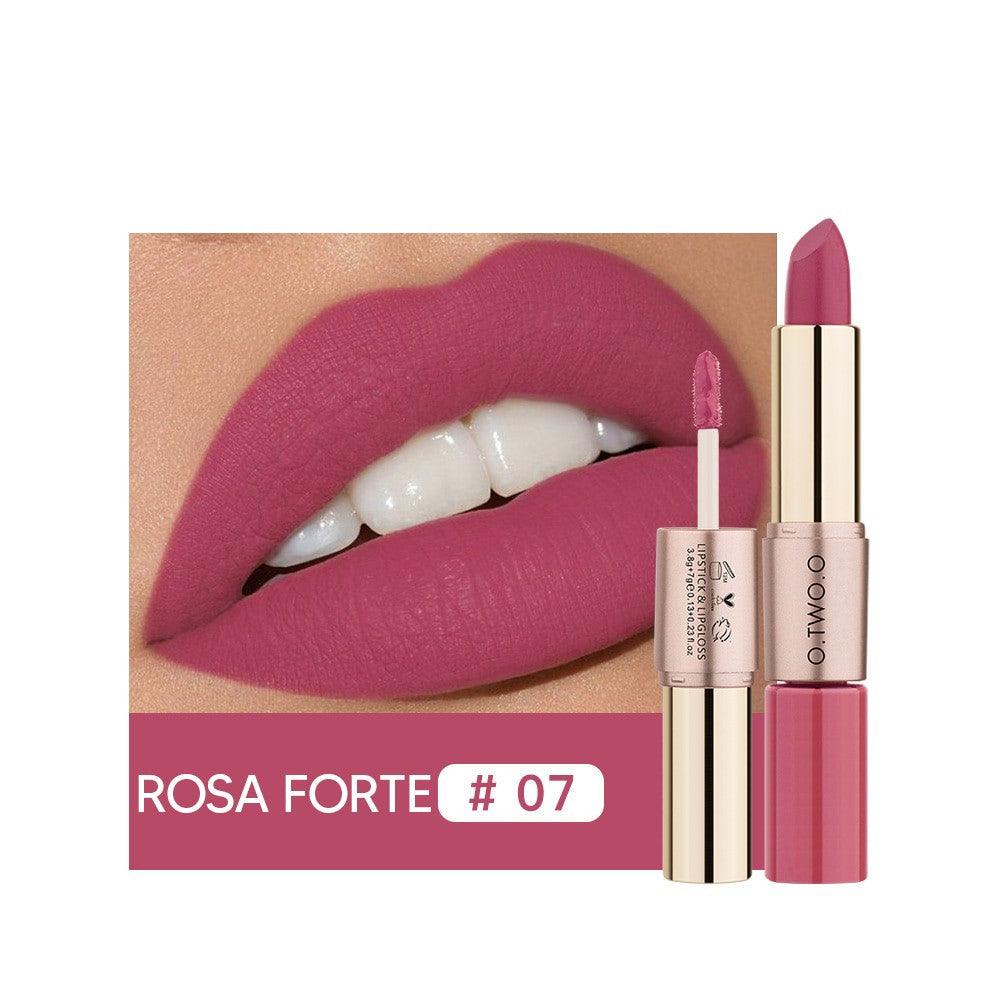 Batom Matte Duo Pro! Lábios em Destaque - Rosa Forte