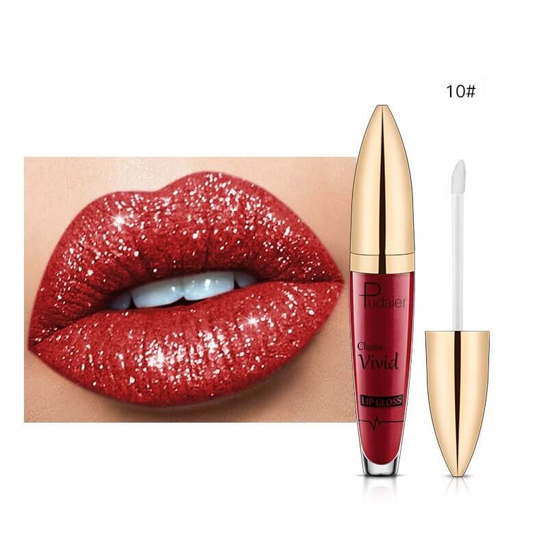 Batom Lip Gloss Diamond com Glitter - Cor 10