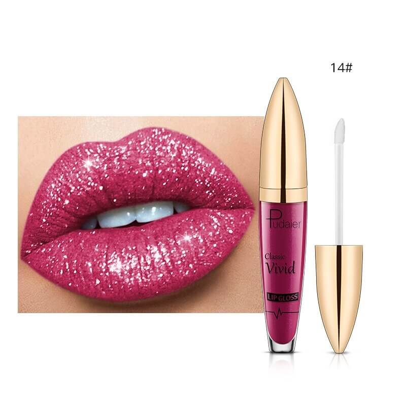 Batom Lip Gloss Diamond com Glitter - Cor 14