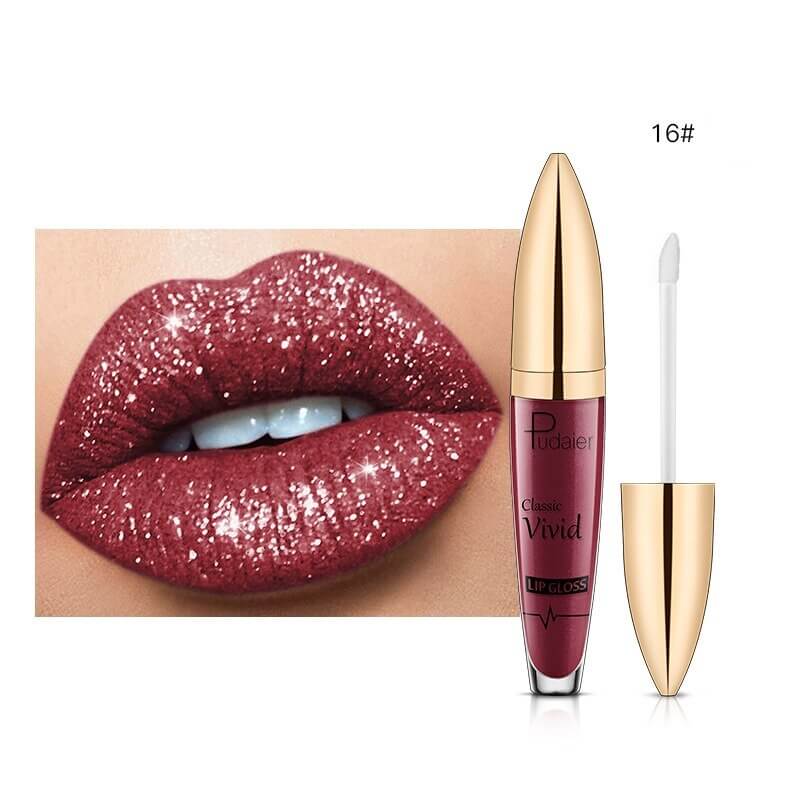 Batom Lip Gloss Diamond com Glitter - Cor 16